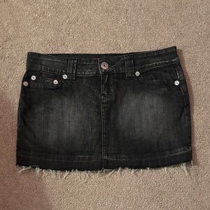Guess Jeans Black Frayed Hem Mini Skirt